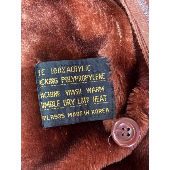 VINTAGE MAXI LEATHER JACKET BEALTED TRENCH COAT BROWN WOMENS SIZE 12 - Picture 13 of 14